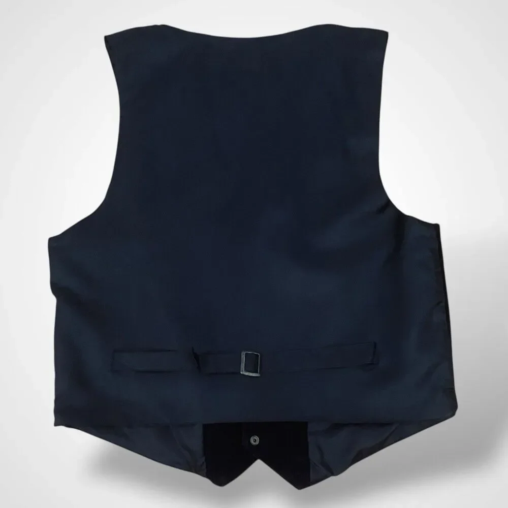 Vintage Western Frontier Snap Vest Men's M Genuine Suede Leather Black Pockets - Picture 2 of 6